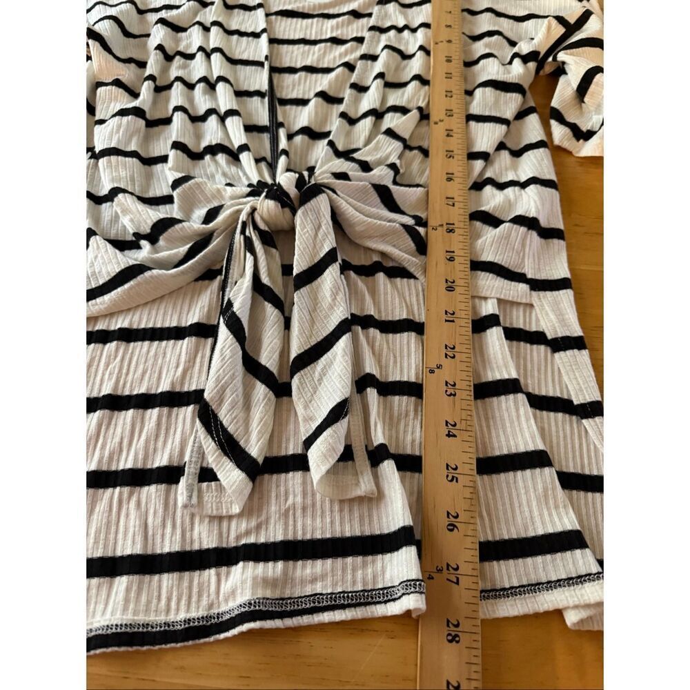 Cato Black White Striped Tie Front Cardigan Top Size S NWT - Picture 9 of 11